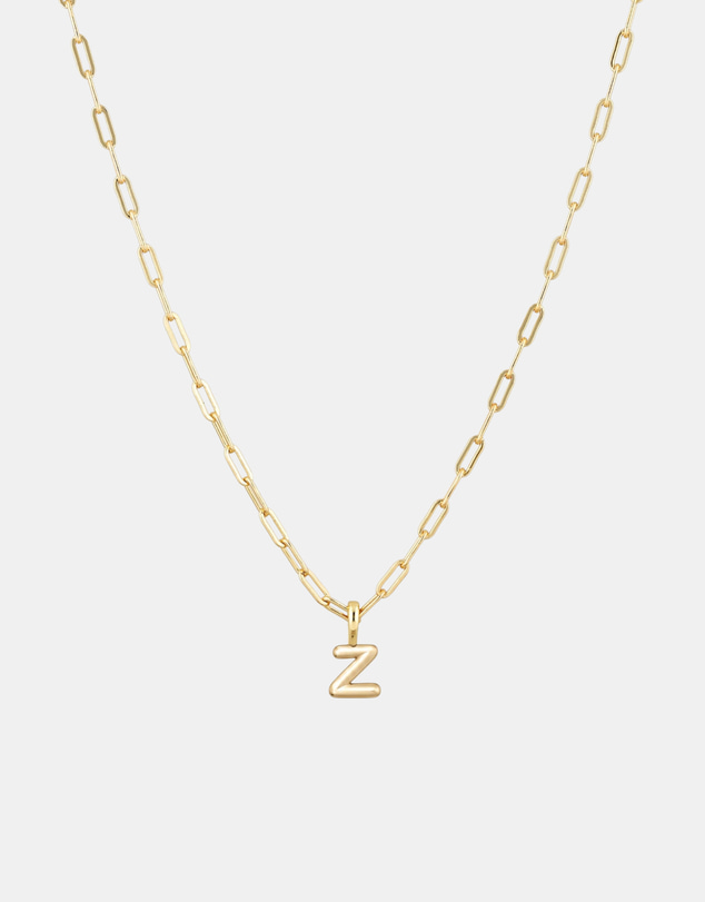 Luna Rae - Gold Vermeil - Paperclip Bubble Letter Z Necklace