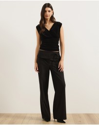 Atmos&Here - Dara Velvet V-Neckline Gathered Top