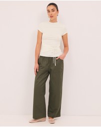 Calli - Panelled Cotton Wide Leg Twill Pants