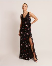 Six Stories - Floral Cowl Front Coursage Dress