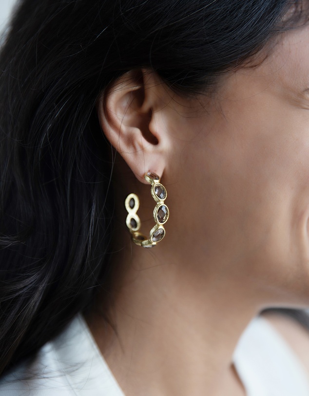 Meshca - Lago Raspberry Onyx Hoop Earrings