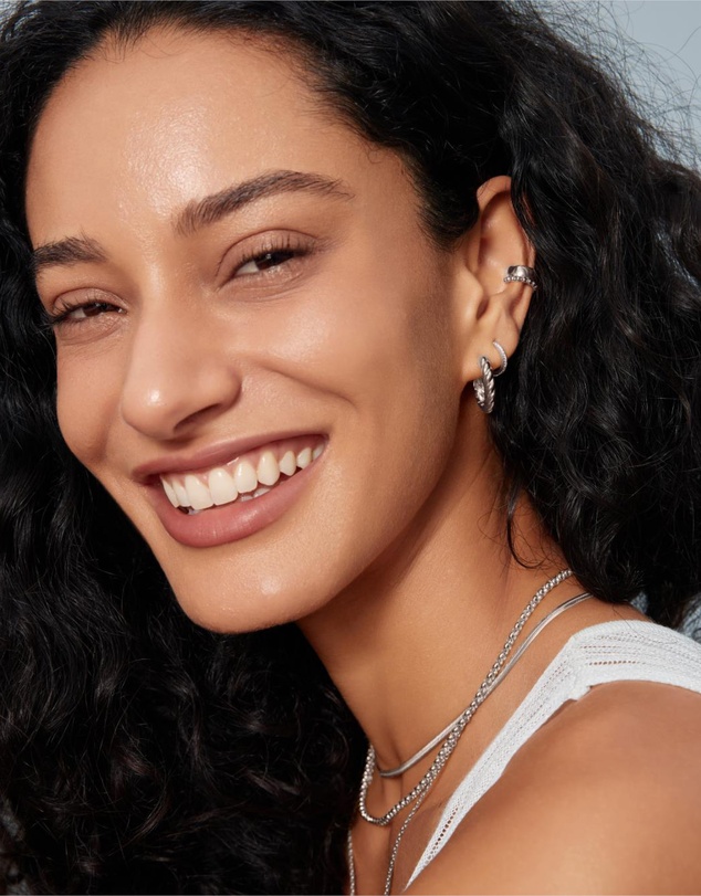 Ania Haie - Ania Haie Silver Twisted Huggie Hoop Earrings