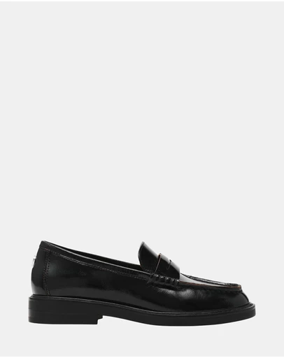 Steve Madden - Adison Black Leather Loafers