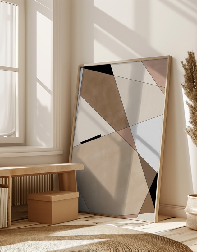 Olive et Oriel - Geometric Beige Art No.1 by Elena Ristova Art Print