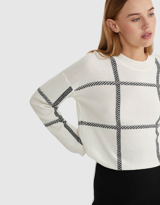 Oxford - Peggy Graphic Crew Neck Knit Top