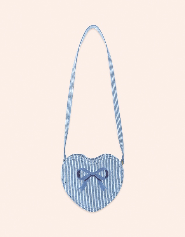 Huxbaby - Stripe Denim Bow Heart Handbag - Kids