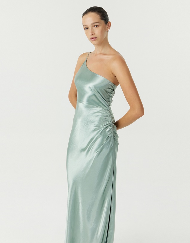 Third Form - Satin Gather One Shoulder Dress