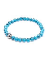 Nialaya Jewellery - Men's Wristband with Turquoise and Silver