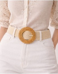 Miz Casa and Co - Cream Rattan Woven Belt