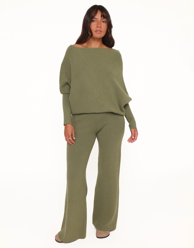 Petal & Pup - Gennie Knitted Pant Set - Avocado