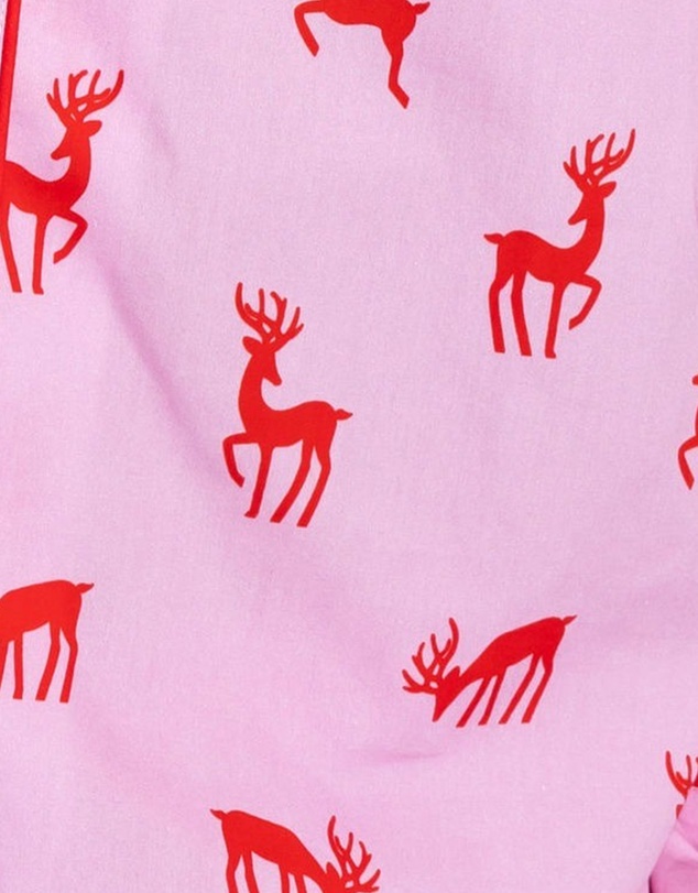 Sant And Abel - Women's Reindeer Pink Long PJ Set