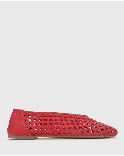 Betts - Izzy Leather Woven Ballet Flats