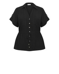 City Chic - Plus size Aria Cinched Shirt - black
