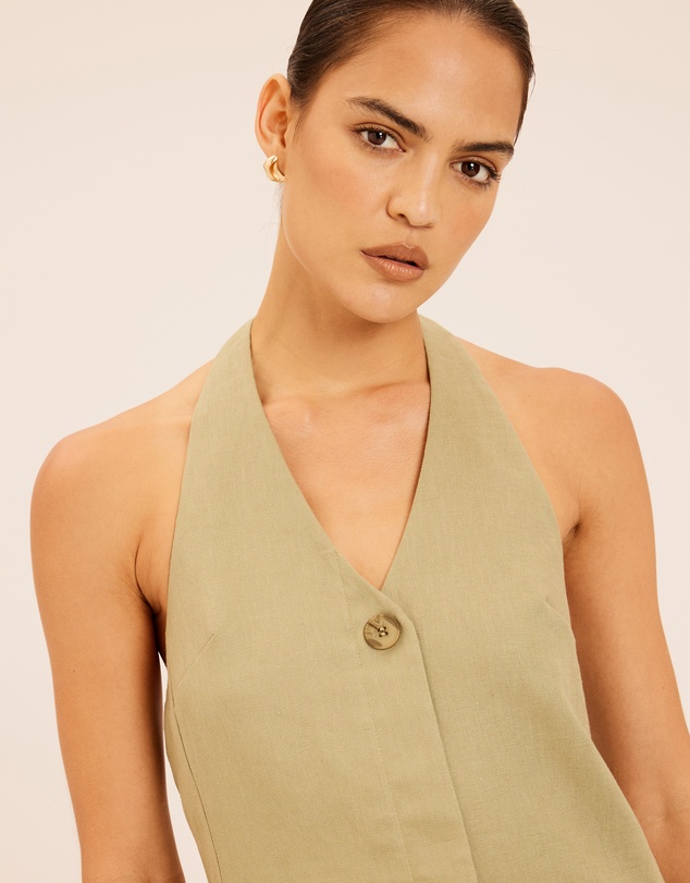 AERE - Zali Linen Halter Mini Dress