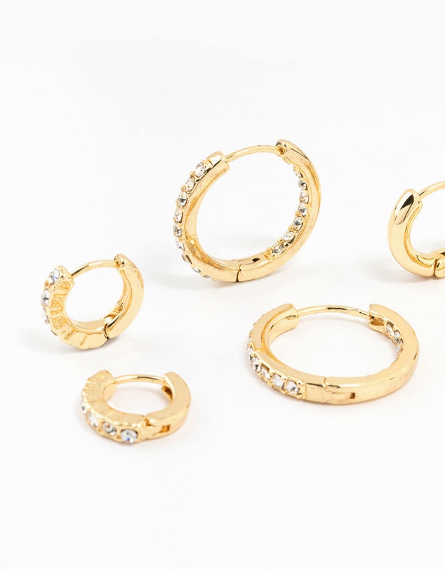 Lovisa - Gold Plated Diamante Huggie Earrings