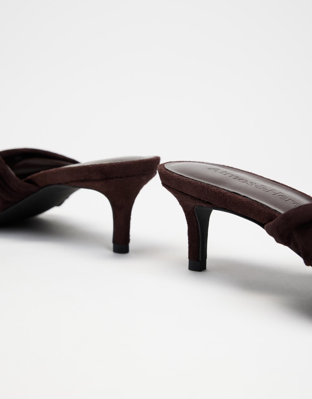 Atmos&Here - Ember Twist Detail Square Toe Suede Heels