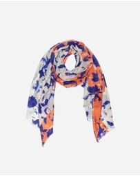Ozwear Connection Uggs - 100% Australian Wool Print Scarf White Blue and Orange