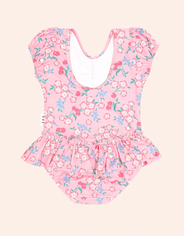 Huxbaby - Tropical Cherry Floral Peplum Swimsuit - Babies-Kids