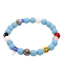 Kuzzoi - ICONIC EXCLUSIVE - Bracelet Male Smiling Face Light Blue Resin 925 Silver