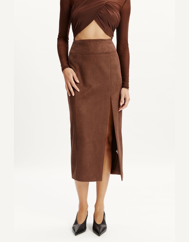 Bardot - Dante Vegan Suede Midi Skirt