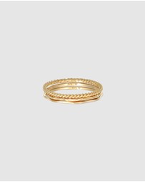 Elli Jewelry - Ring Stacking Set Basic Structured in 375 Yellow Gold