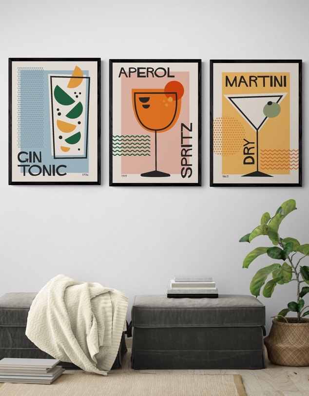 Inka Arthouse - Cocktail Set of 3 Art Prints