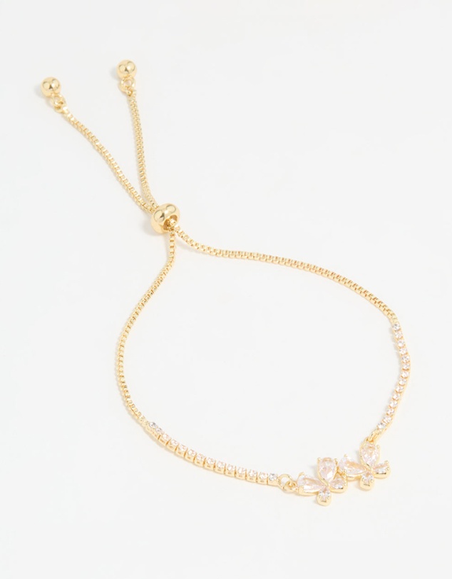 Lovisa - Gold Plated Cubic Zirconia Double Butterfly Toggle Bracelet