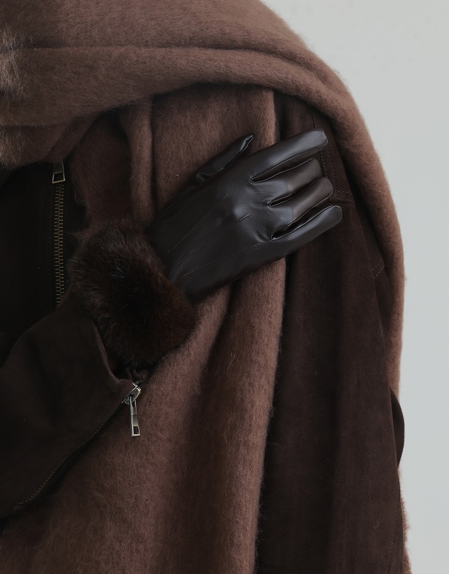 Morgan & Taylor - Gia Faux Leather Gloves in Brown
