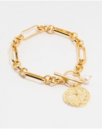 Lovisa - Gold Plated Brass Rectangular Link With Coin Bracelet