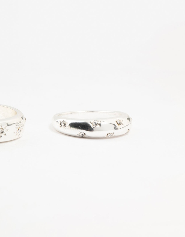 Lovisa - Silver Plated Celestial Star Rings 3-Pack