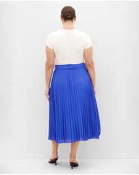 City Chic - Plus size Petra Pleat Midi Skirt - cerulean