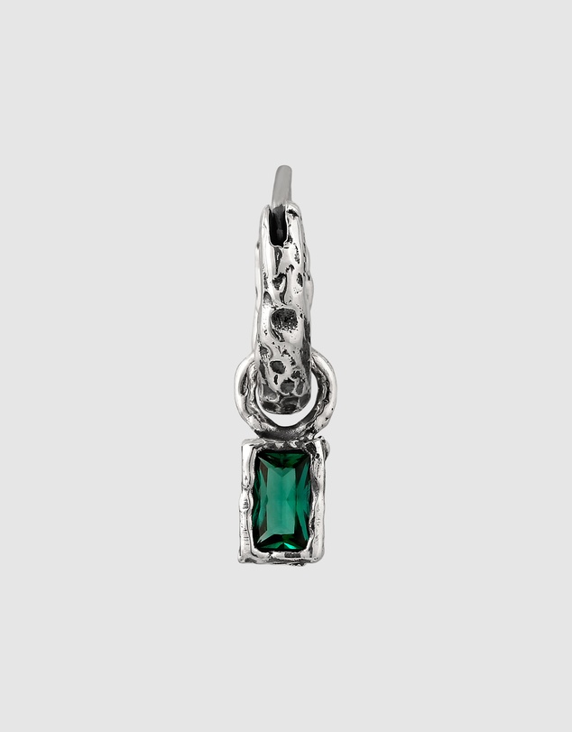 Haze & Glory - ICONIC EXCLUSIVE - Emerald Drop Hoop in Oxidised 925 Silver