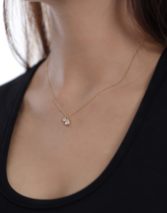 Elli Jewelry - Necklace Women Drop White Zirconia 925 Sterling Silver Gold Plated