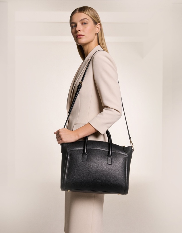 Pierre Cardin - Pierre Cardin Genuine Leather Square Tote Crossbody Bag