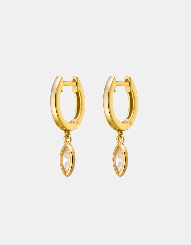 Zoe Olivia - 14K Gold Vermeil Champagne Cubic Zirconia Drop Huggies