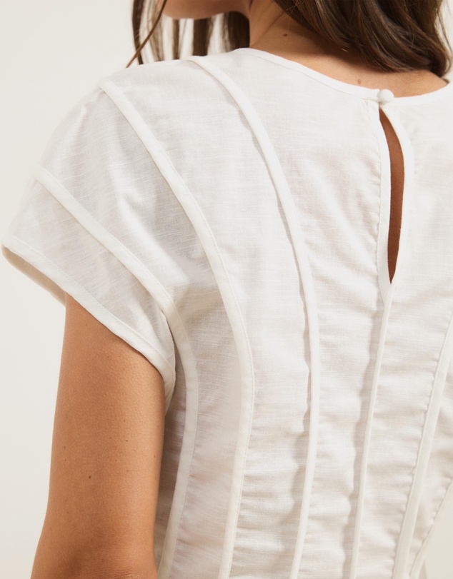 Atmos&Here - Ada Panelled Linen Blend Top