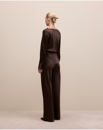 Trenery - Satin Bias Cut Pant in Coffee Bean