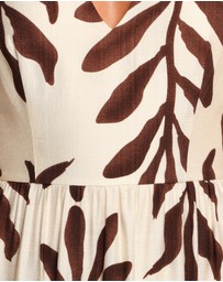 Petal & Pup - Steele Puff Sleeve Midi Dress - Brown Palm