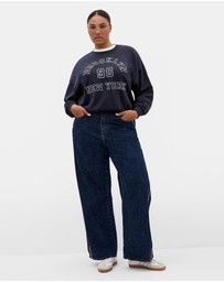 City Chic - Plus size Brooklyn Crew Neck Sweatshirt - navy