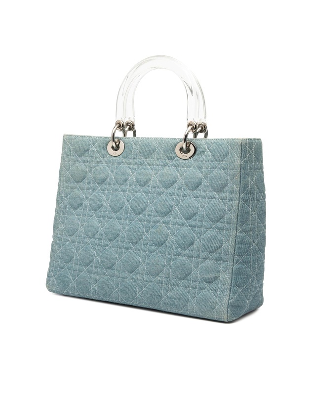 Pre-Loved by Azura Reborn - Pre-Loved Large Denim Cannage Acrylic Handles Lady Dior