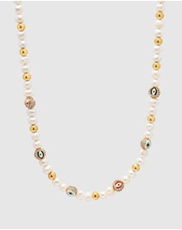 Nialaya Jewellery - Evil Eye Pearl Choker