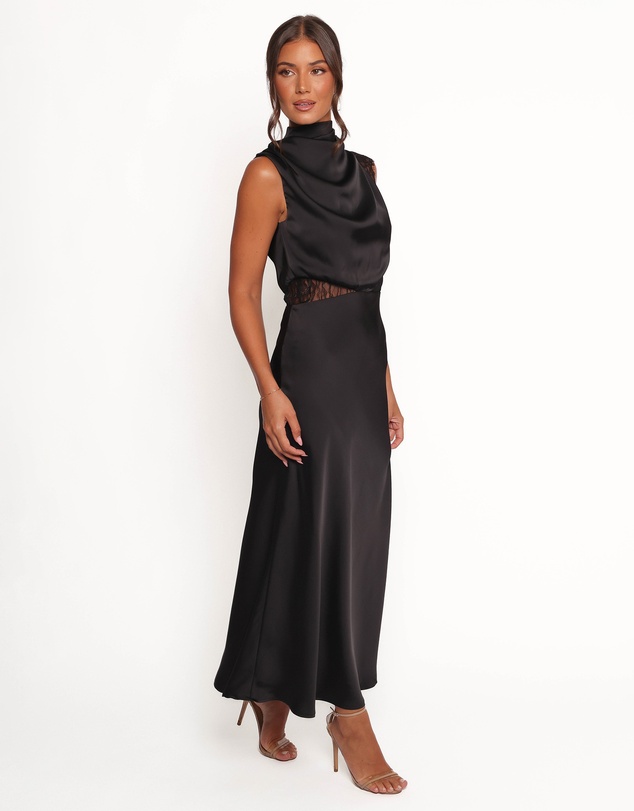 Petal & Pup - Anabelle Halter Neck Lace Maxi Dress - Black
