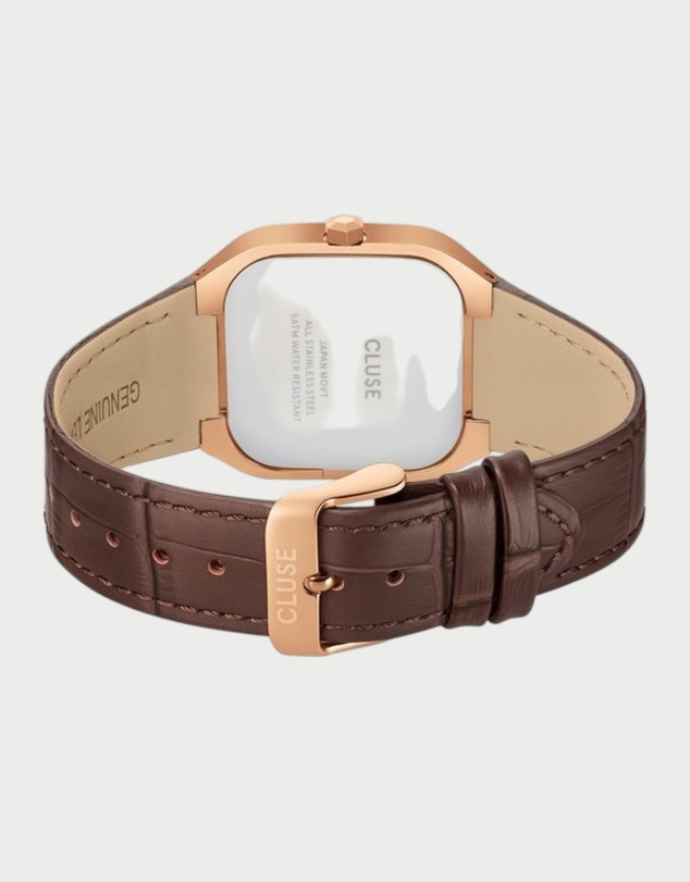 Cluse - CLUSE Quadrus Multi, Leather, Brown, Rose Gold Colour