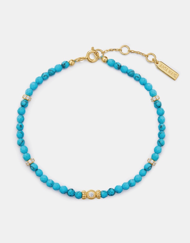 Ania Haie - Gold Lab-Created Turquoise Beaded Bracelet