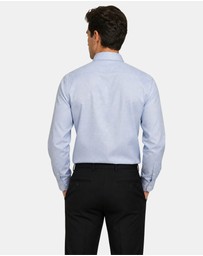 Henry Bucks - HENRY SARTORIAL Wrinkle Free Cotton Shirt BLUE