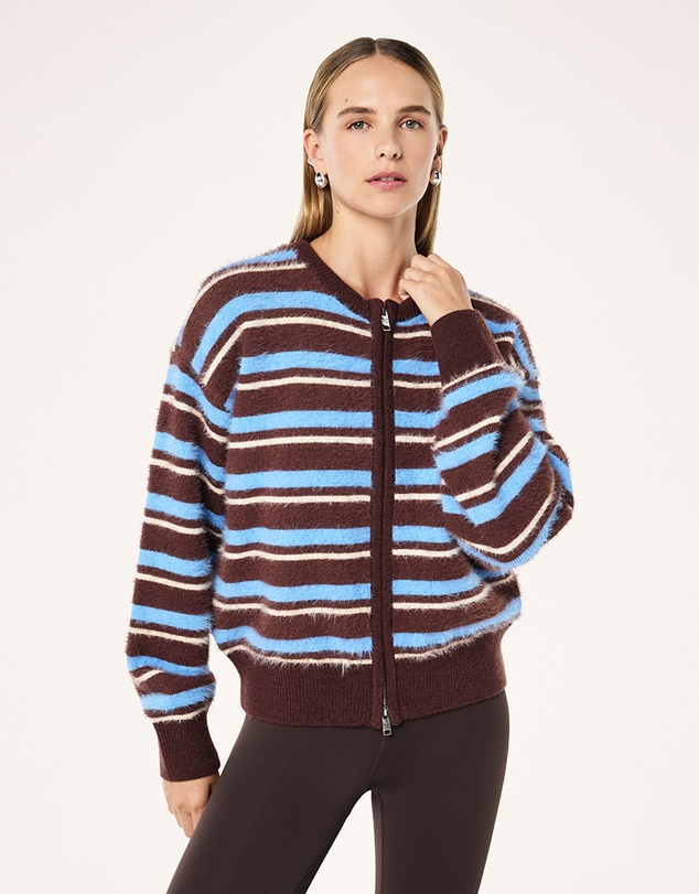 P.E Nation - Sable Stripe Knit Bomber Jacket