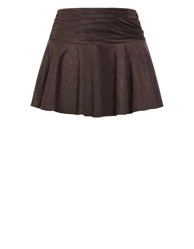 City Chic - Plus size Elle Sueded Mini Skort - espresso