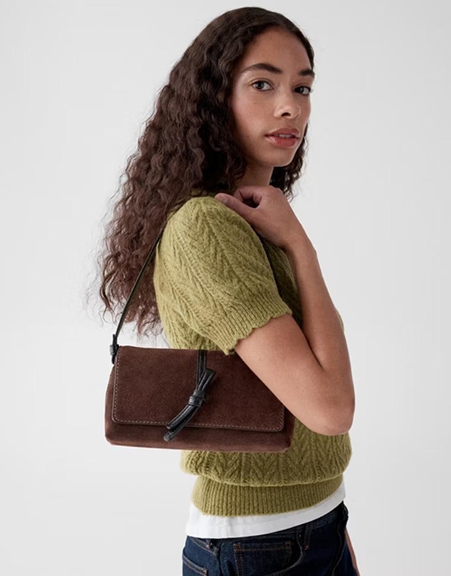 Kate Spade - Loop Suede And Crinkle Patent Leather Small Flap Shoulder Bag