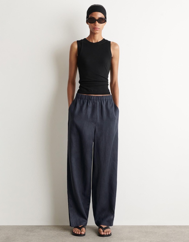 COS - Elasticated Linen Barrel-Leg Trousers