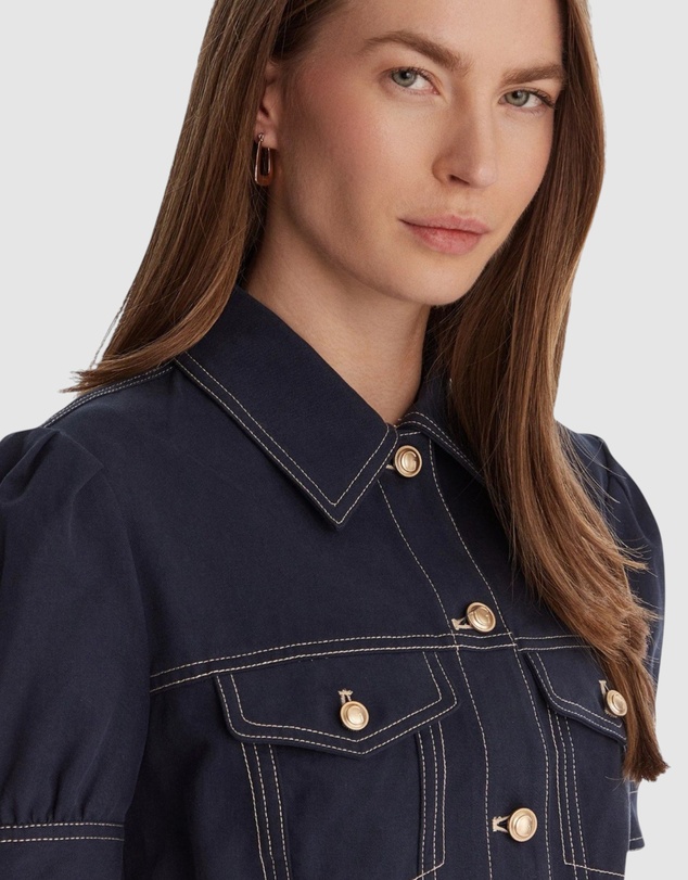 GUESS - Short Sleeve Coreline Contrast Stitch Trucker Jacket